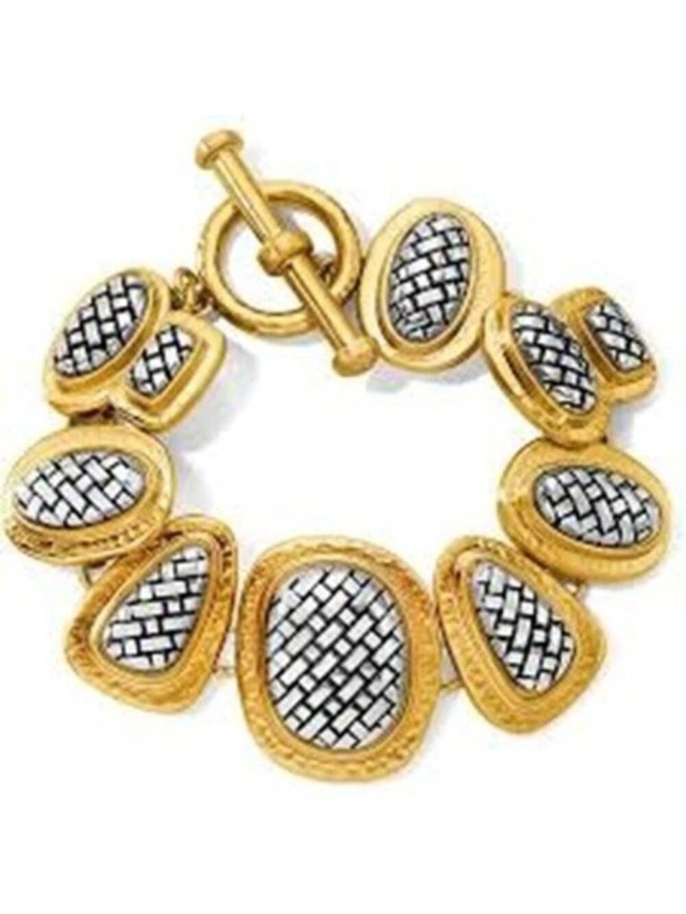 Brighton Ferrara ARTISAN Two Tone Woven Link Toggle Bracelet NWoutlet tag $118